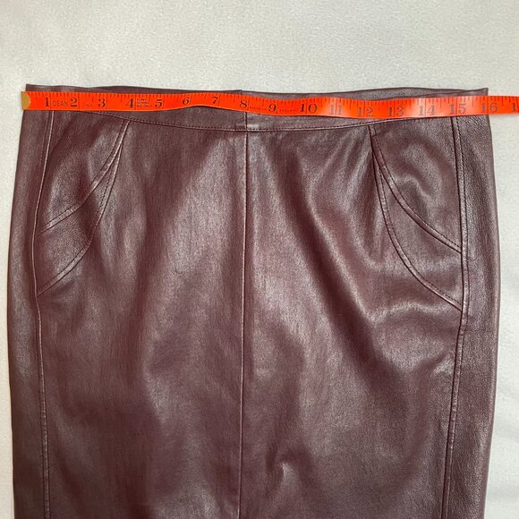 Sylvie Schimmel Paris Oxblood Lambskin Leather Pencil Skirt Size EU 42 - Picture 7 of 12